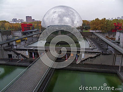 Paris - Geode at the CitÃ© des sciences et de l`industrie Editorial Stock Photo