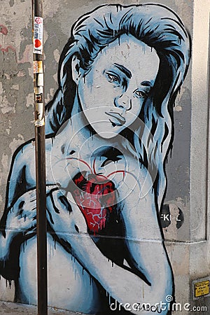Paris Graffiti Editorial Stock Photo