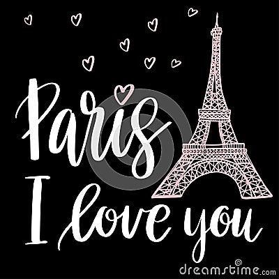 Paris I love you Cartoon Illustration