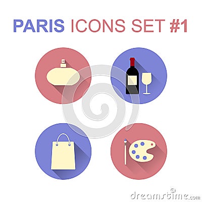 Paris icons set. Vector illustration. Vector Illustration
