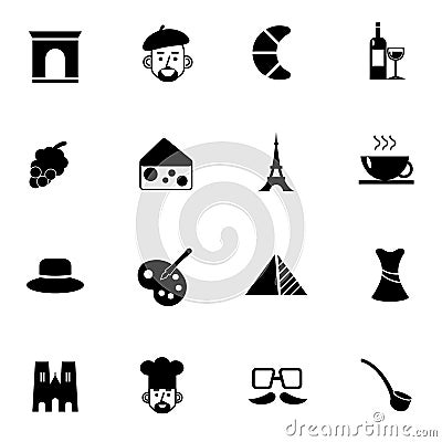 Paris icons set vector illustration Vector Illustration