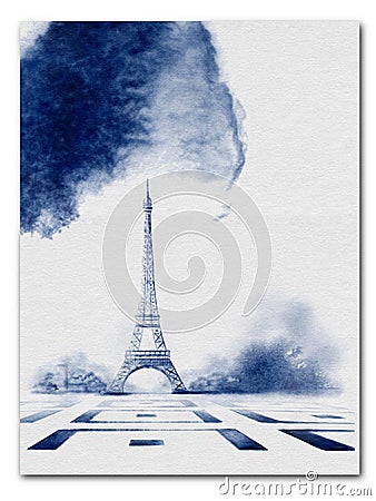 Paris. Interior poster Paris. I love Paris. Eiffel Tower silhouette. Tourist postcard of a Paris landmark. Stock Photo