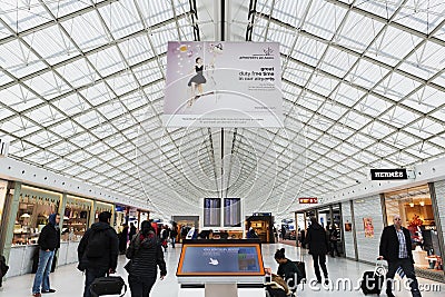 PARIS - January 20, 2016: Charles de Gaulle Airport, interior, G Editorial Stock Photo