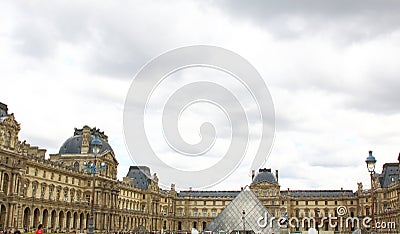 PARIS - JULY 2017: Louvre museum in Paris with architectural details Editorial Stock Photo