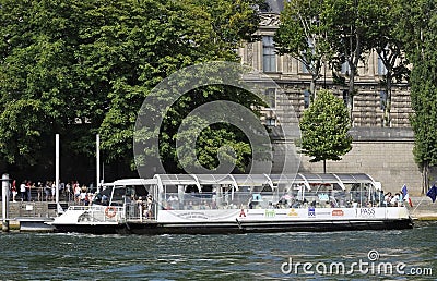 Paris,July 18th:Seine Cruise Boat from Paris in France Editorial Stock Photo