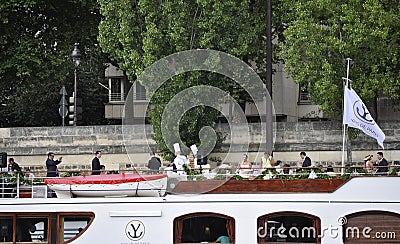 Paris,July 18th:Seine Cruise Boat from Paris in France Editorial Stock Photo