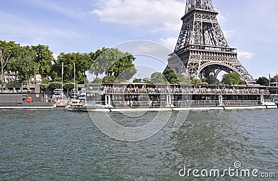 Paris,July 18th:Seine Cruise Ship from Paris in France Editorial Stock Photo