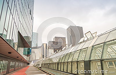 PARIS - JUNE 9, 2014: La Defense modern buildings. La Defense is Editorial Stock Photo