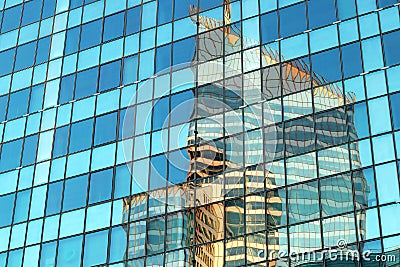 Paris La defense Offices building abstract reflections in glass facades Editorial Stock Photo