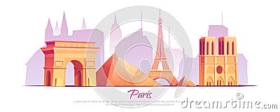 Paris landmarks, France city skyline background Vector Illustration