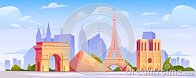 Paris landmarks, France city skyline background Vector Illustration