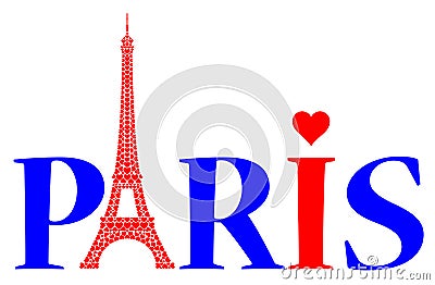 Paris with love hearts. Stock Photo