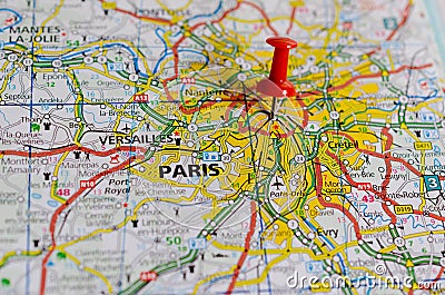 Paris on map Stock Photo