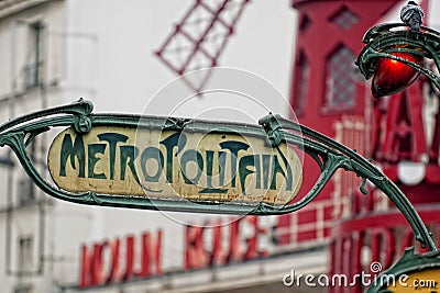 Paris Metro Metropolitain Sign Editorial Stock Photo