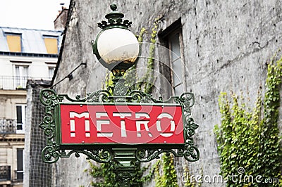Paris metro sign Editorial Stock Photo