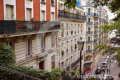 Paris Montmartre stairs to Sacre Coeur Stock Photo