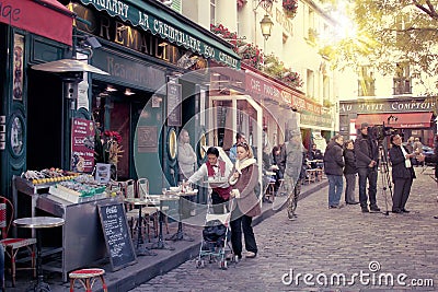 Paris montmartre street scene Editorial Stock Photo