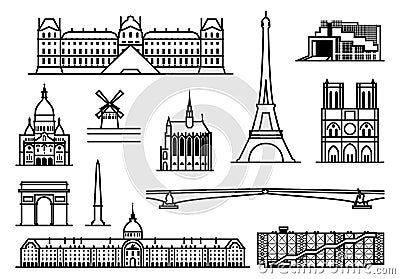 Paris monuments Vector Illustration