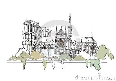 Paris, Notre Dame, sketch collection Vector Illustration