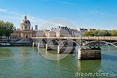 Paris, Pont des Arts on Seine river Stock Photo