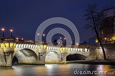 Paris, Pont Neuf, blue hour Stock Photo