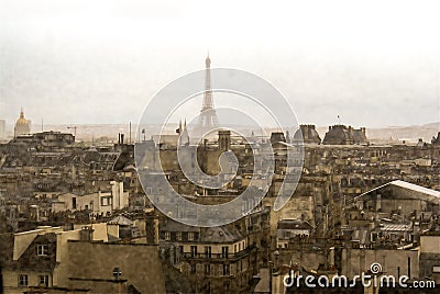 Paris in rain Stock Photo