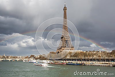 Paris with rainbow - skyline Editorial Stock Photo