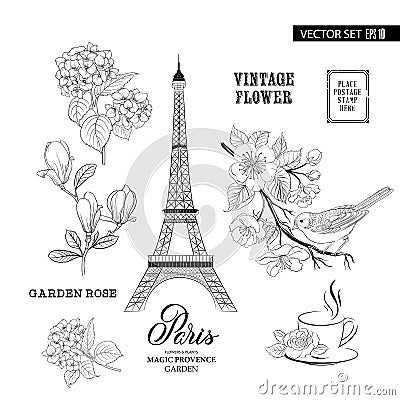 Paris romantic collection. Vector Illustration