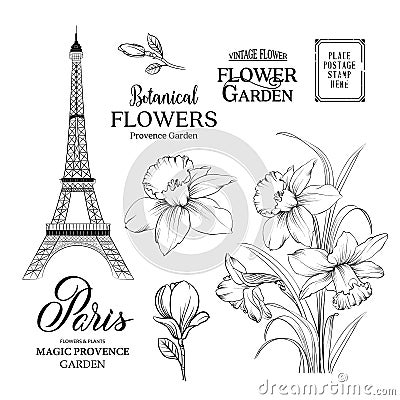 Paris romantic collection. Vector Illustration