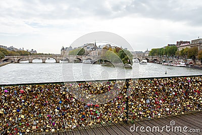 Pont des arts locked love bridge in Paris France Editorial Stock Photo