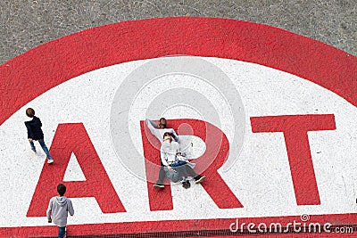 People at Centre Pompidou Editorial Stock Photo