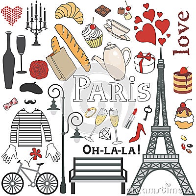 Paris set Vector Illustration