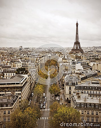 Paris Skyline with Eiffel Tower Stock Photo