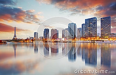 Paris skyline with Eiffel tower in background Stock Photo