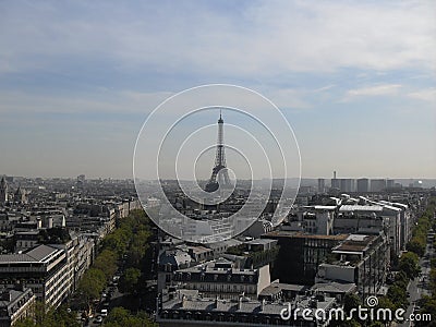 Paris SkyLine Eiffel Tower in distance Summertime Stock Photo