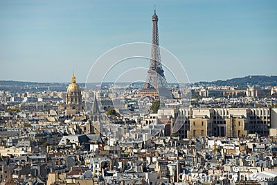 Paris skyline with the Eiffel tower on a sunny day Stock Photo