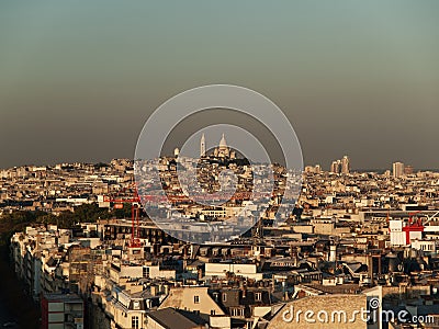 Paris Skyline, Montmartre at Sunset Stock Photo