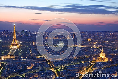 Paris skyline by night Editorial Stock Photo