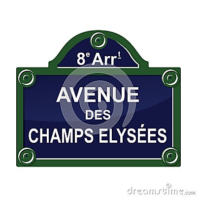 Paris street avenue plate sign symbol Vector Illustration