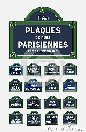 Paris street signs Cartoon Illustration