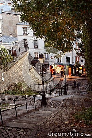 Paris streets by night - Montmartre Stock Photo