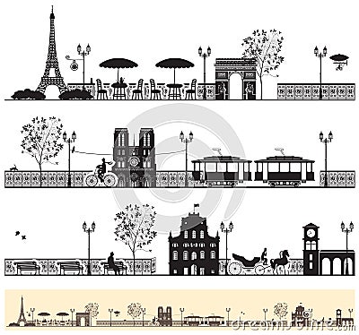 Paris streets Vector Illustration