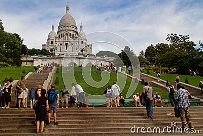 Paris- tourists at Montmartre Editorial Stock Photo