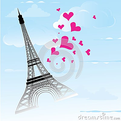 Paris town in France card as symbol love and romance travel Vector Illustration