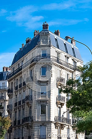 Paris, typical facades and street Stock Photo