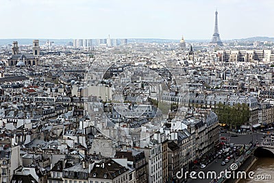 Paris view from Notre Dame Cathedral, France Editorial Stock Photo