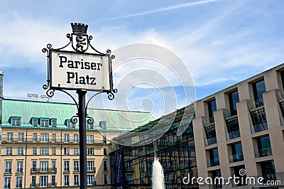 Pariser Platz street sign in Berlin, Germany Editorial Stock Photo