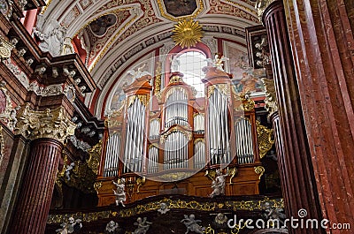 Parish church of PoznaÅ„ and its organ Stock Photo