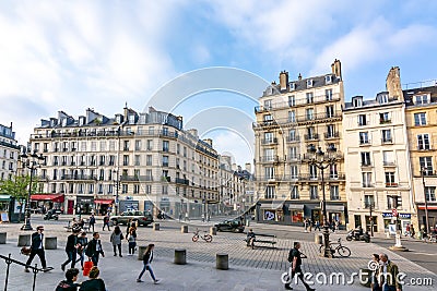 Parisian architecture along Rivoli street, Paris, France Editorial Stock Photo