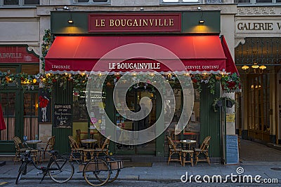 Parisian bistro 'LE BOUGAINVILLE', restaurant and bar in Paris, France Editorial Stock Photo